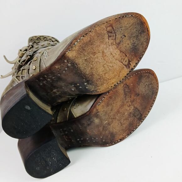 Freebird SZ 9 Cato Leather Buckle Mid-Calf Boots in Stone Distressed - Picture 9 of 11